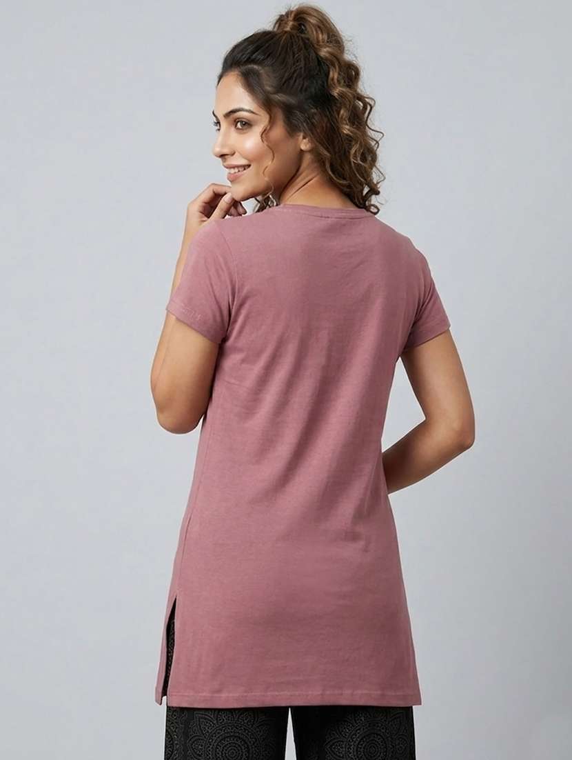 peach cotton blend regular t-women pack of 2 printed short sleeve loungwear t-shirt - 22465365 -  Standard Image - 4