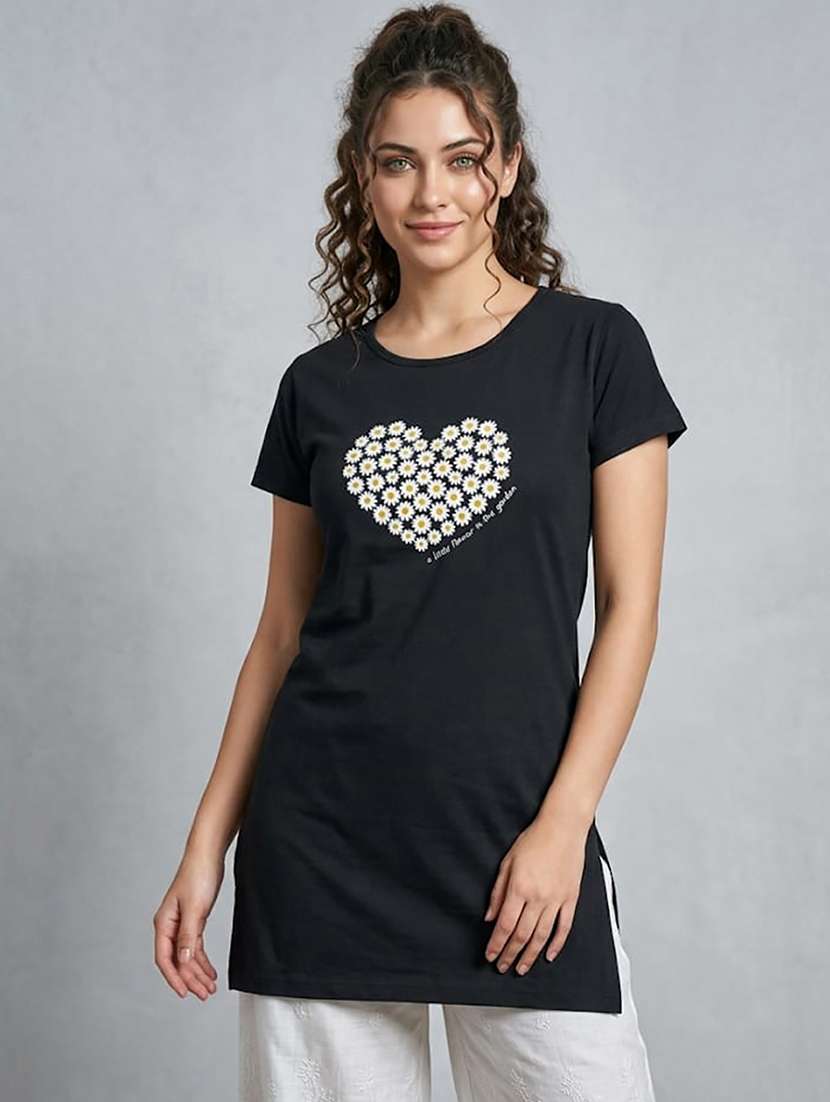women pack of 2 printed round neck lounge-tshirt - 22465713 -  Standard Image - 1