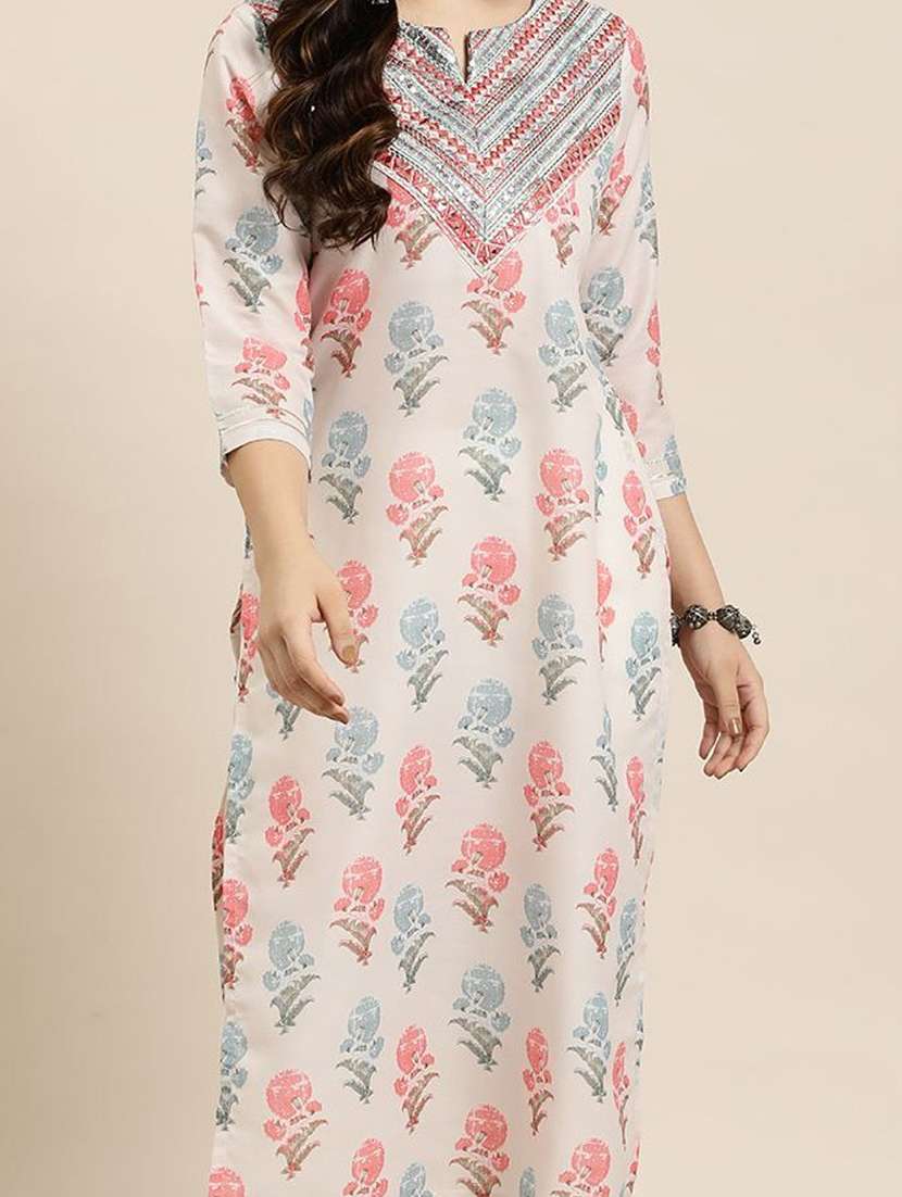 women white cotton blend straight kurta - 22465776 -  Standard Image - 4