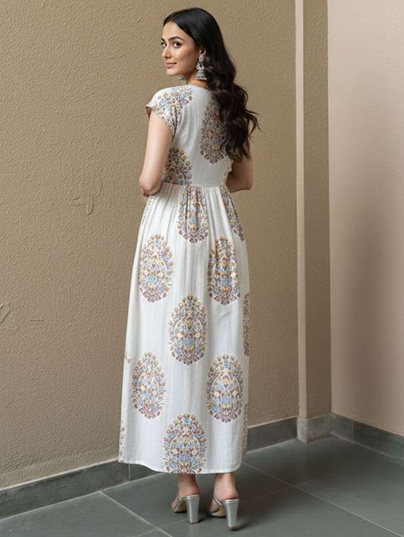 women white cotton blend gown dress - 22465786 -  Standard Image - 4