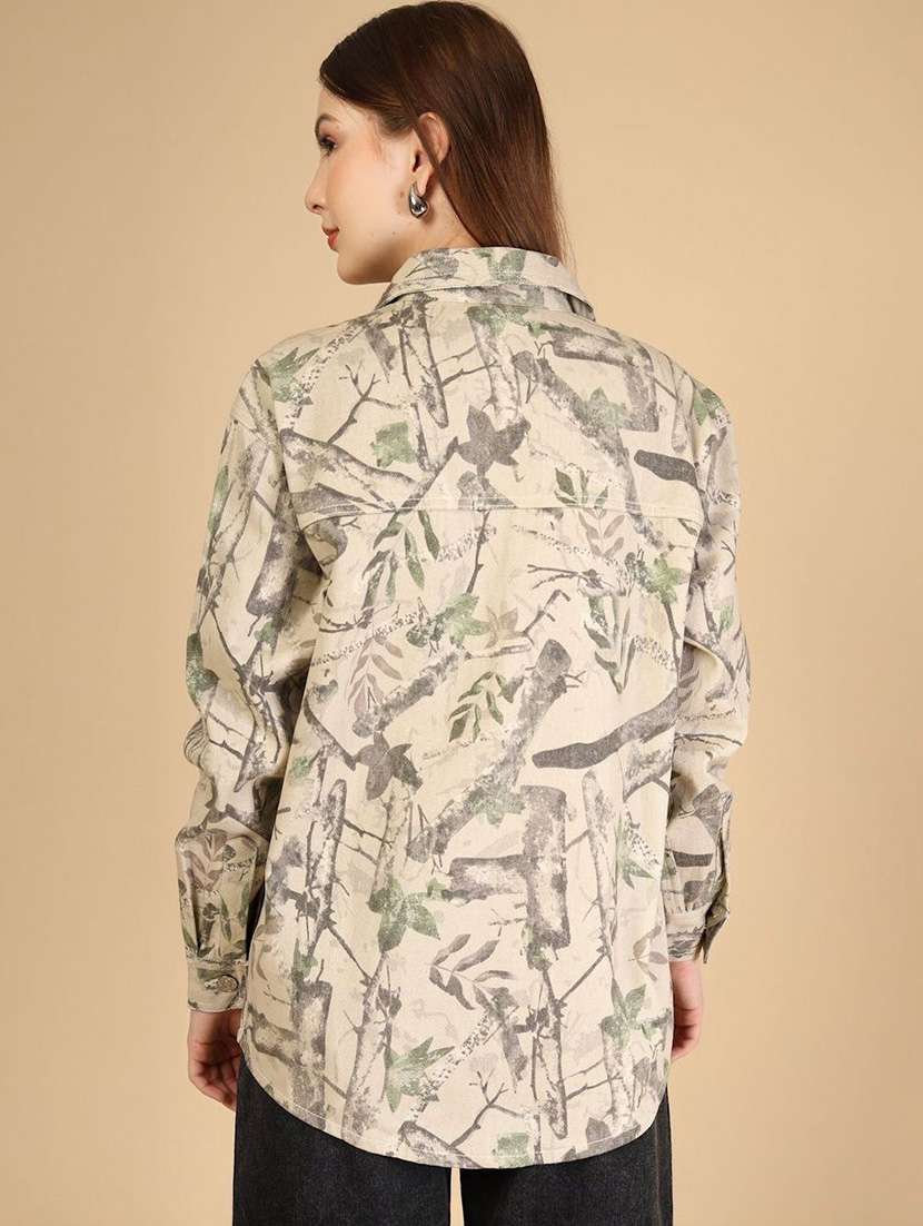 women printed collared long sleeve shirt - 22465792 -  Standard Image - 4
