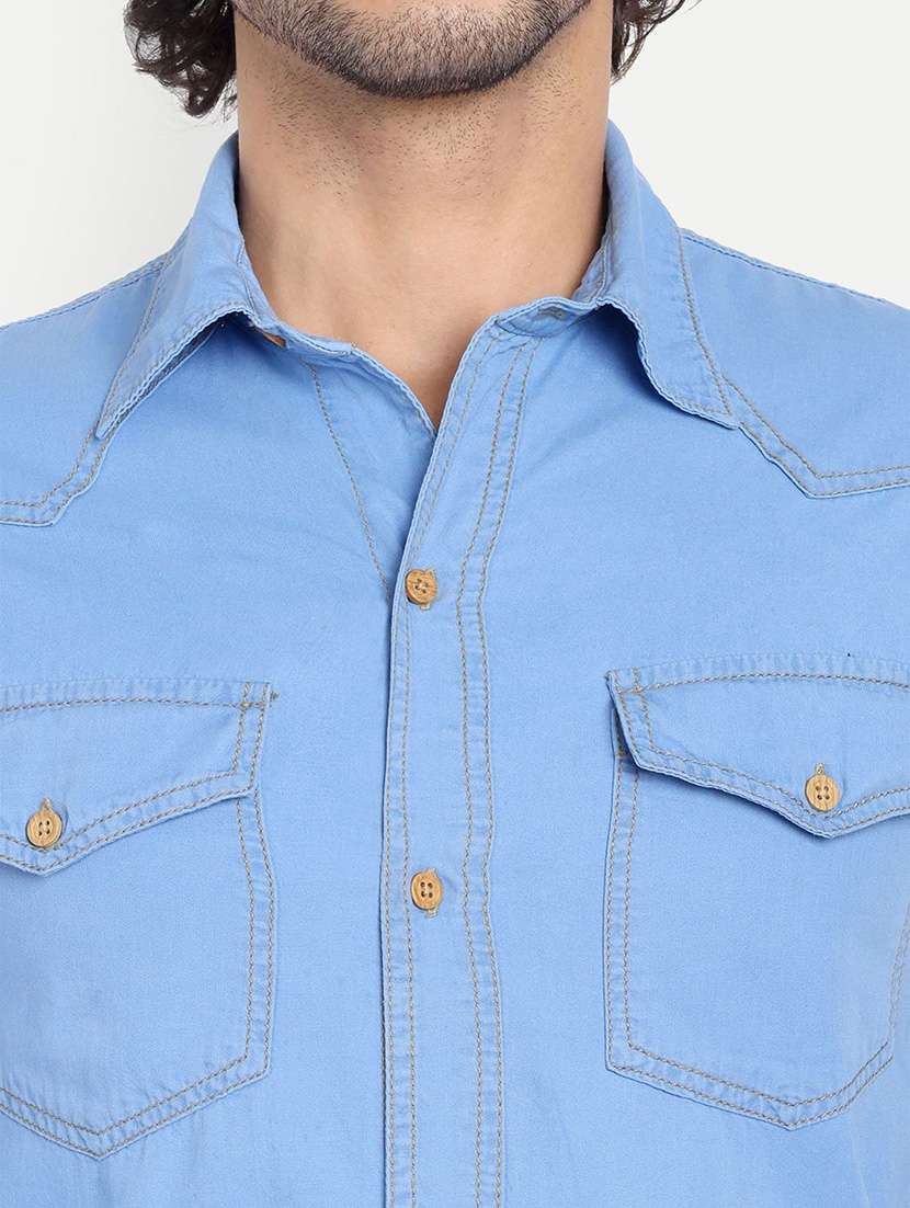 men solid long sleeve regular fit casual shirt - 22465911 -  Standard Image - 1