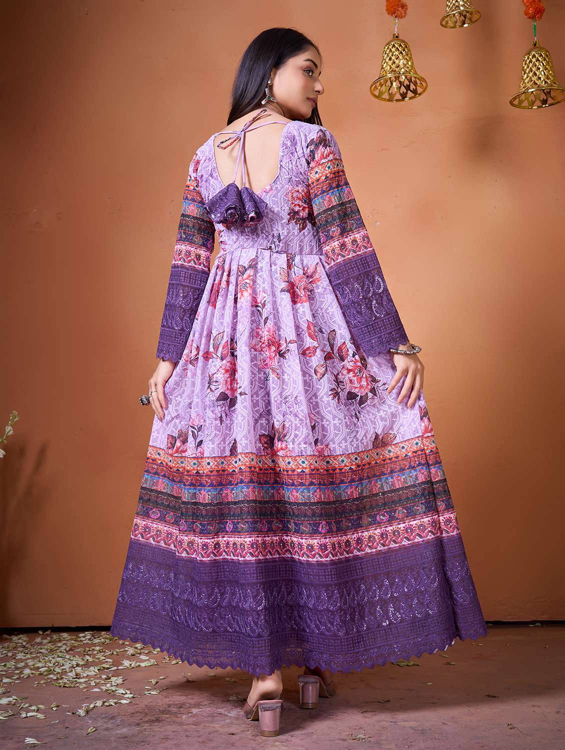 women multi colored georgette fit & flare gown - 22465918 -  Standard Image - 4