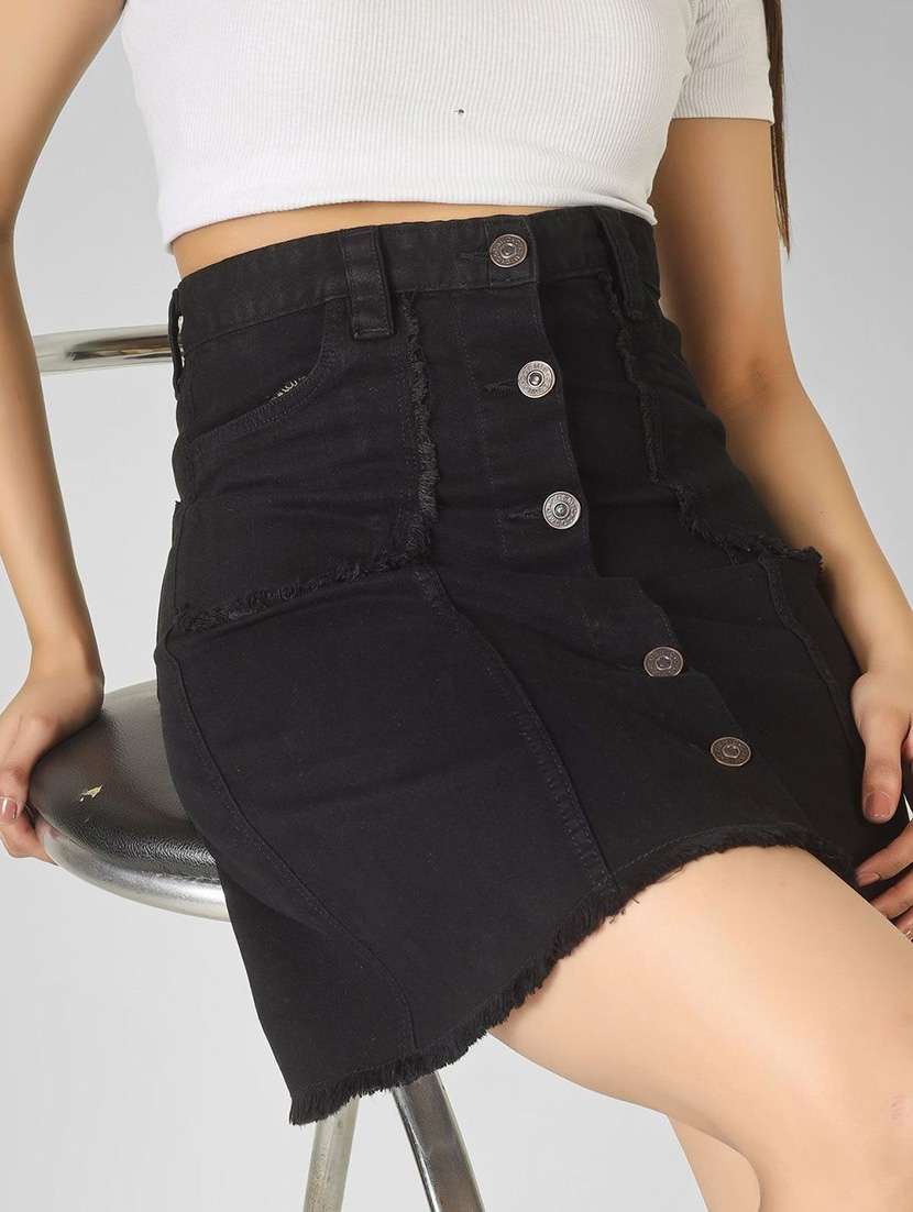 women black denim a-line skirt - 22466025 -  Standard Image - 1