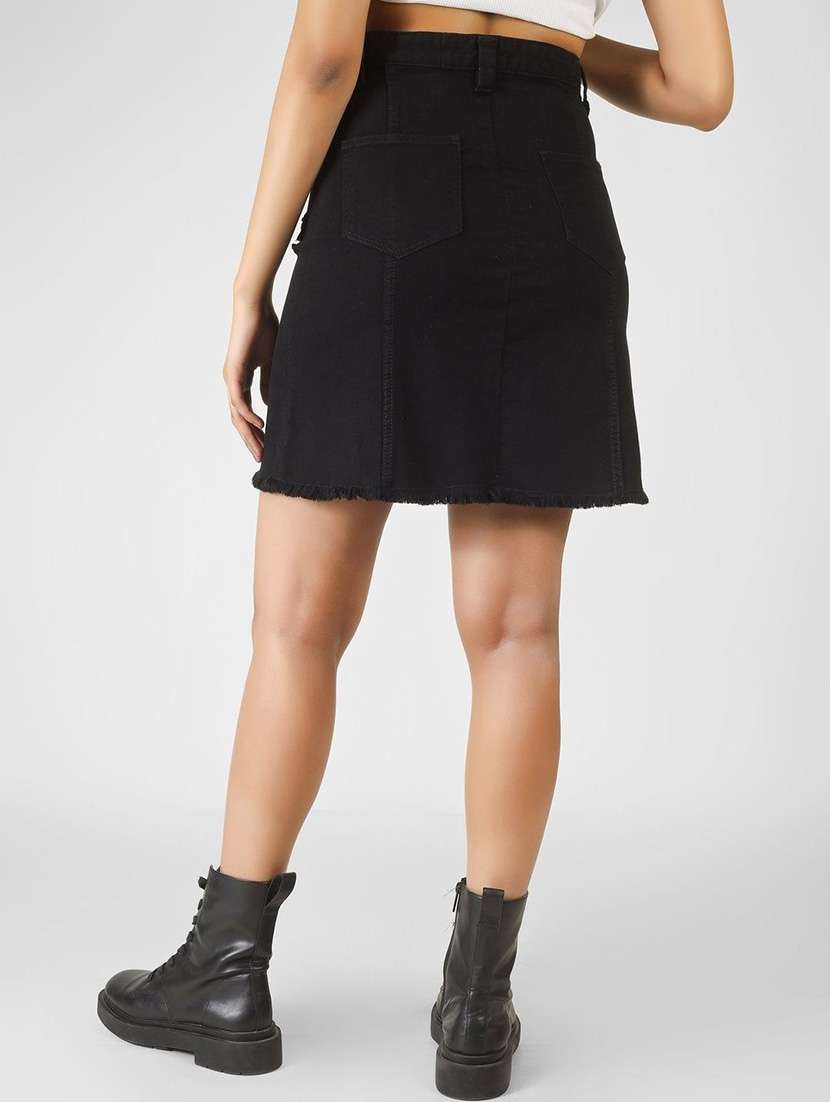 women black denim a-line skirt - 22466025 -  Standard Image - 4