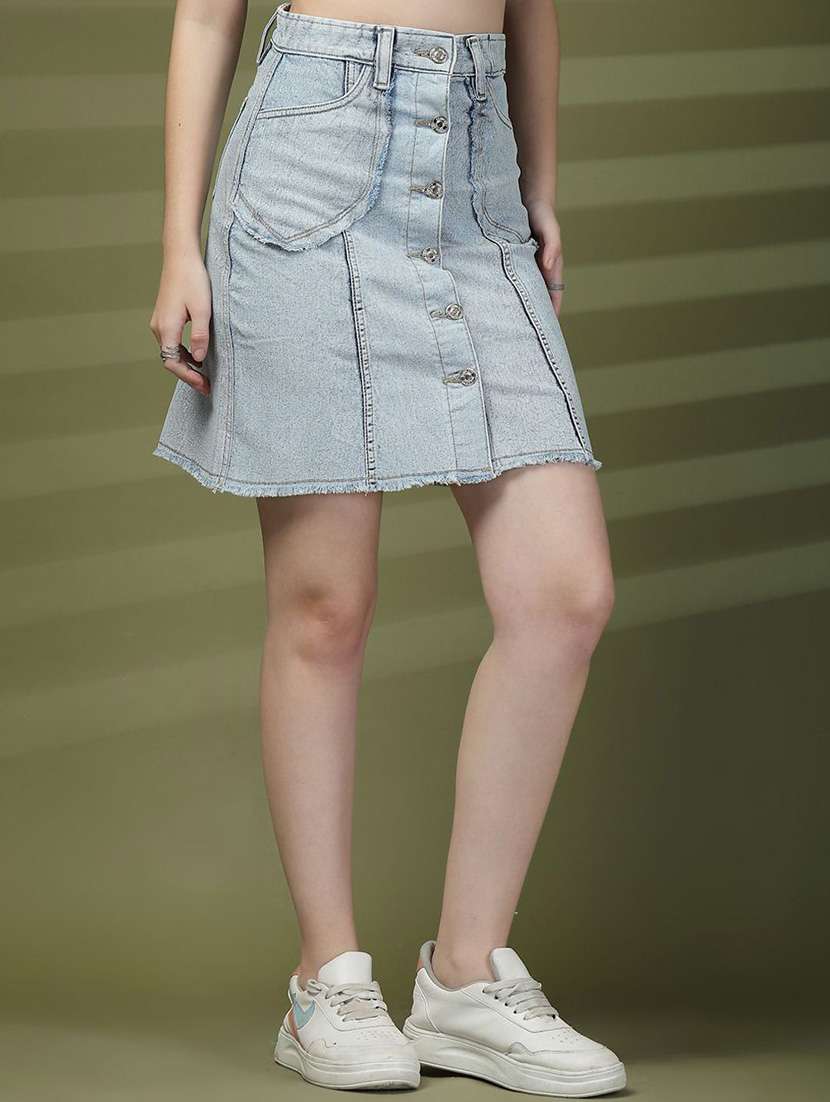 women blue denim a-line skirt - 22466027 -  Standard Image - 1