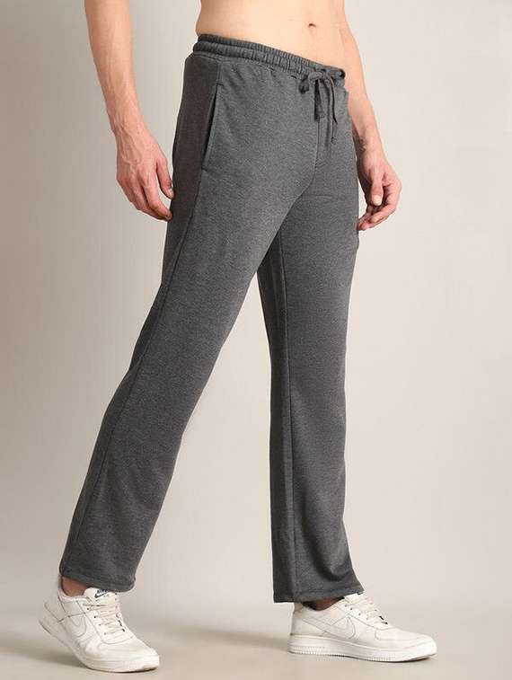men solid mid rise full length track pant - 22466089 -  Standard Image - 1