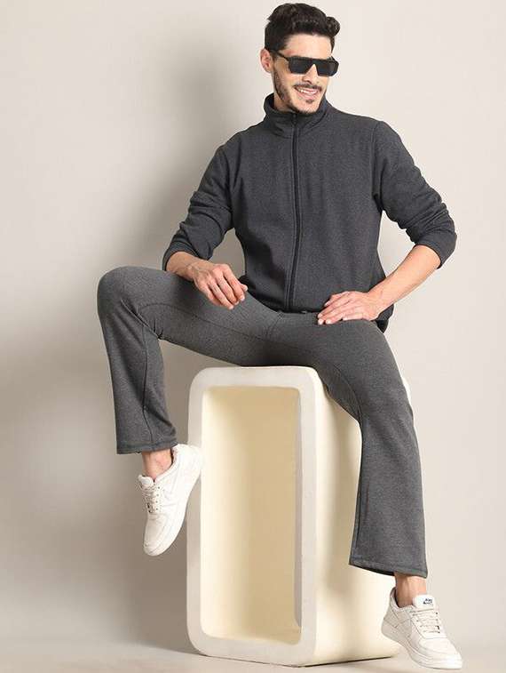 men solid mid rise full length track pant - 22466089 -  Standard Image - 4