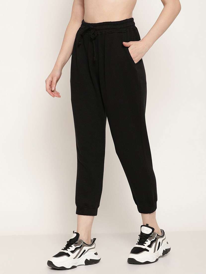 Women Black Cotton Track Pant - 22466127 -  Standard Image - 1