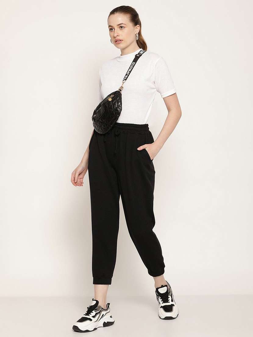 Women Black Cotton Track Pant - 22466127 -  Standard Image - 4