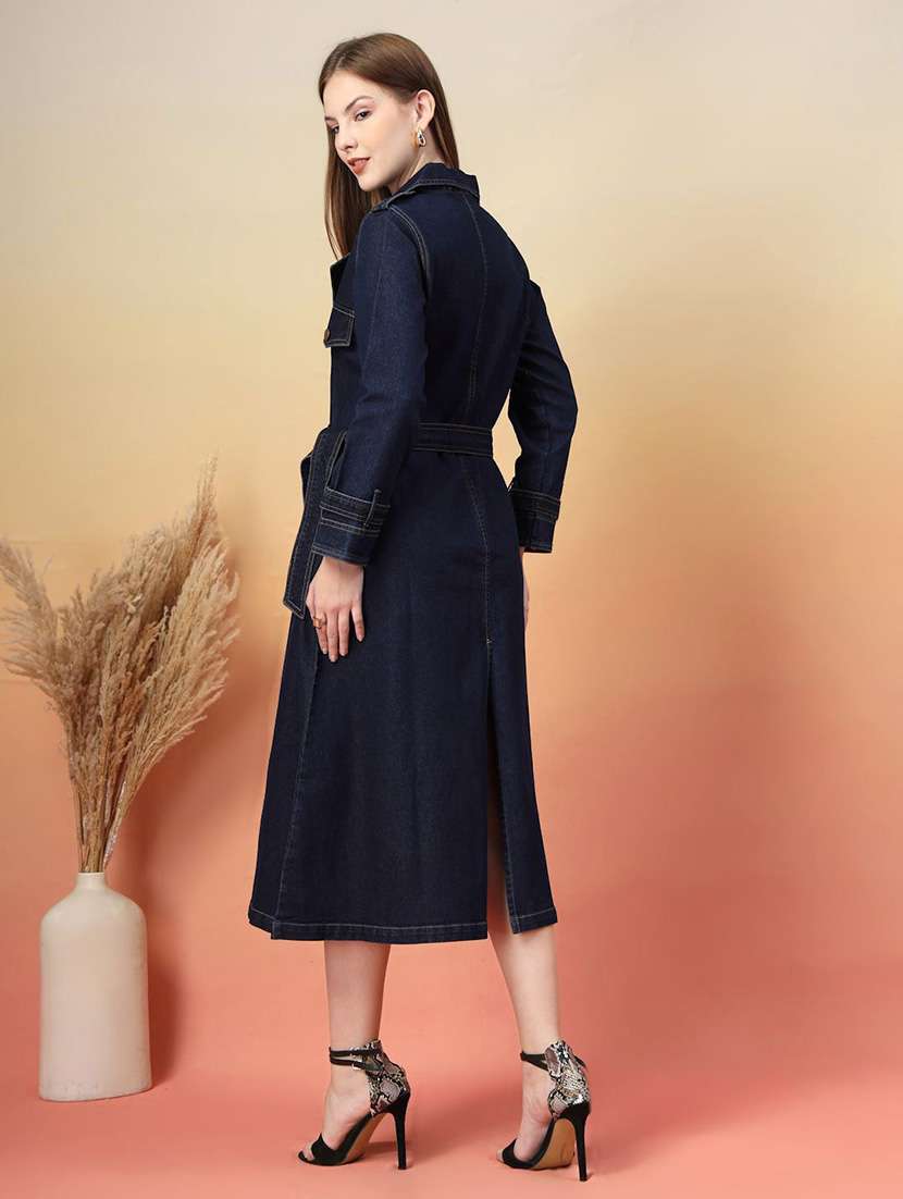 navy blue cotton shirt dress - 22466271 -  Standard Image - 4