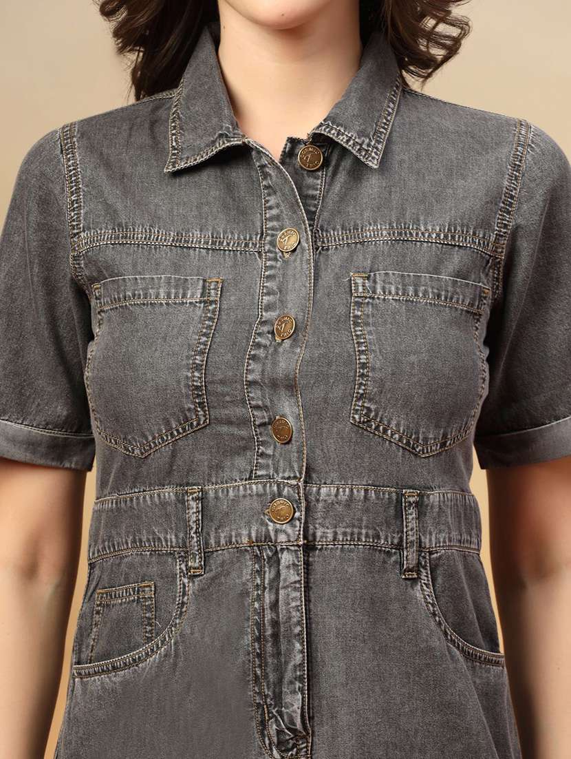 grey denim aline dress - 22466278 -  Standard Image - 1
