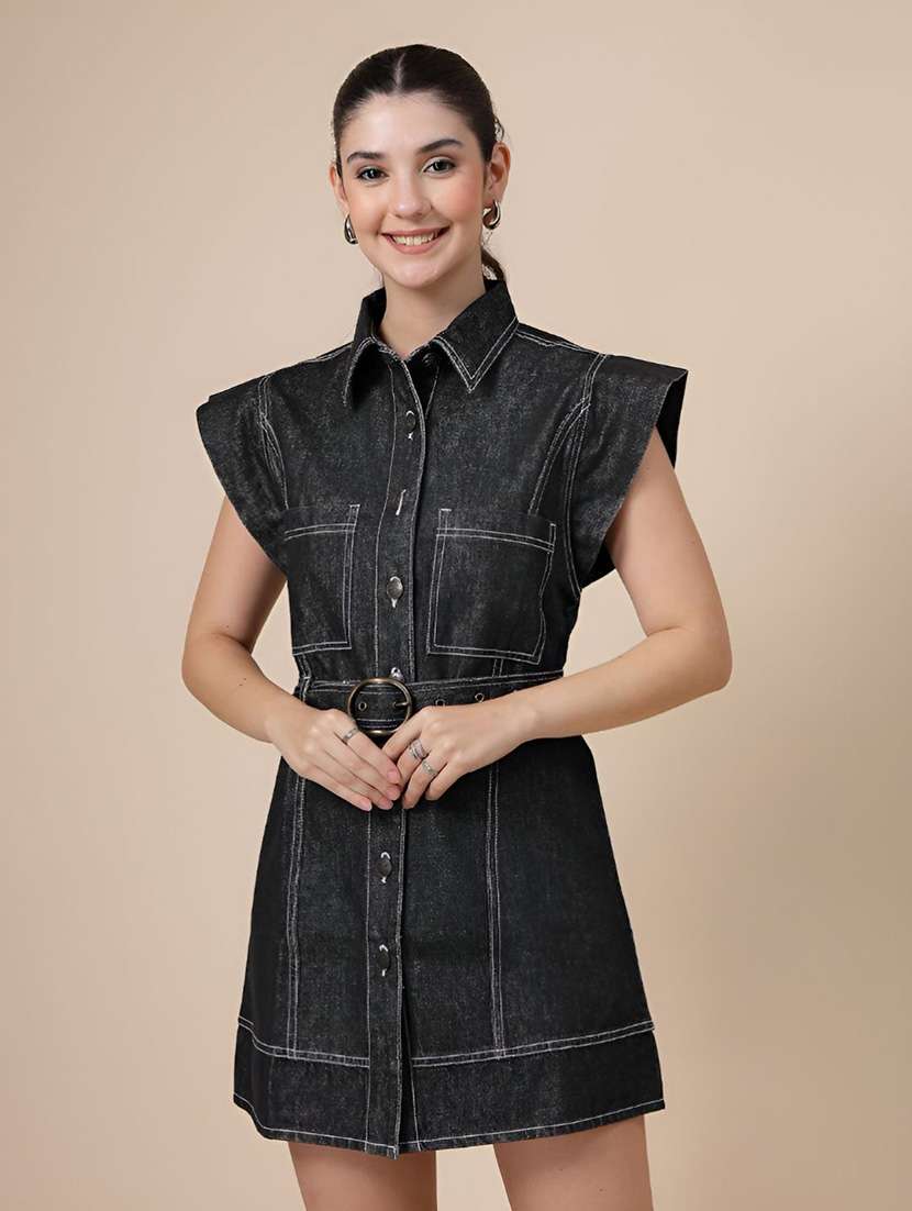 women black denim shirt dress
