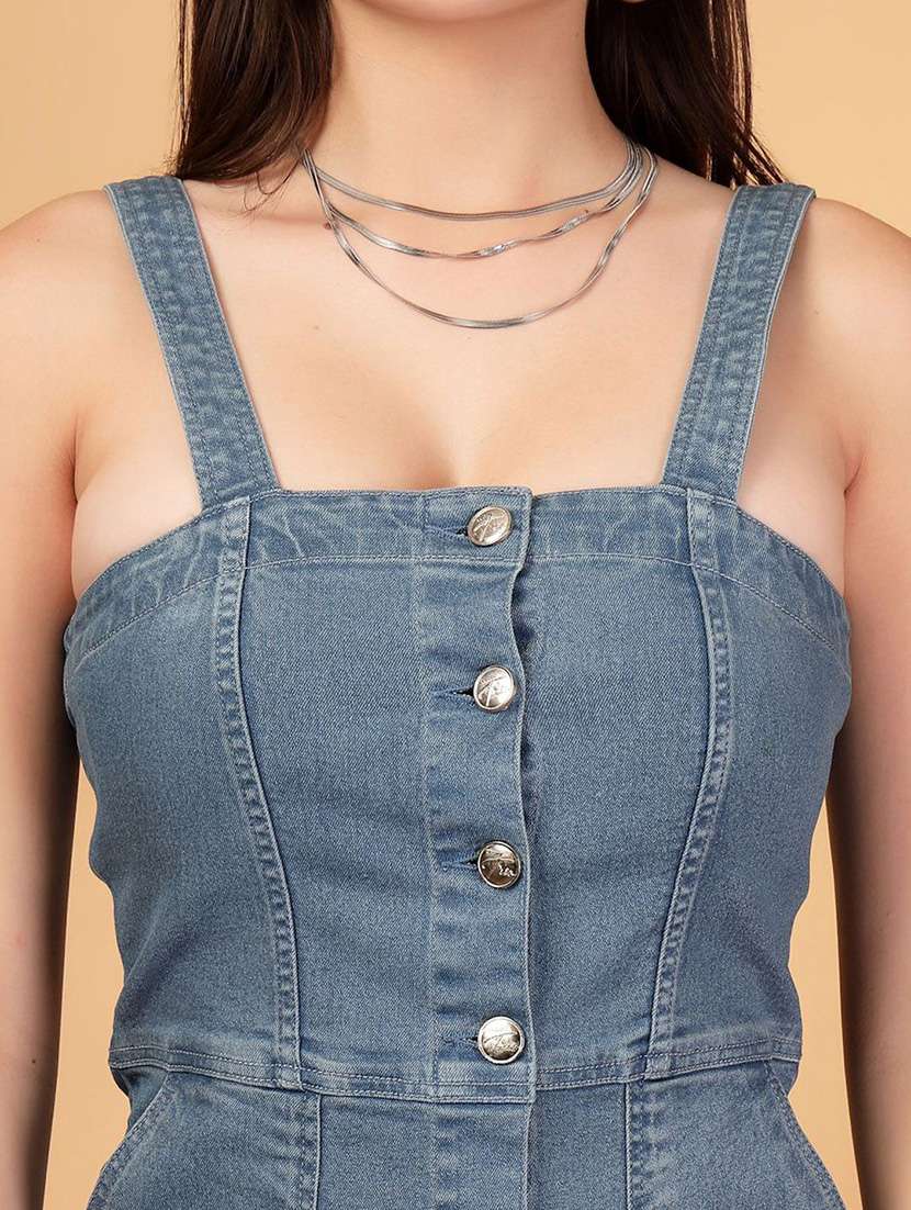 women blue denim a-line dress - 22466287 -  Standard Image - 1