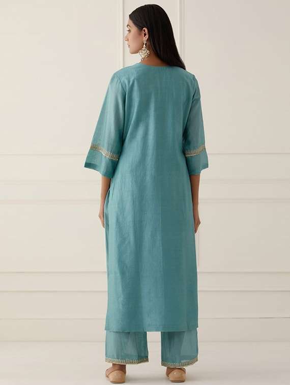 women blue kurta dupatta set - 22466303 -  Standard Image - 4
