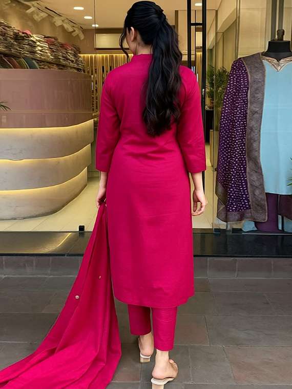 women pink kurta dupatta set - 22466327 -  Standard Image - 4