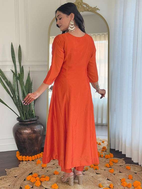 women orange kurta dupatta set - 22466332 -  Standard Image - 4