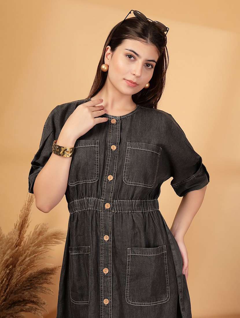 women grey denim shirt dress - 22466349 -  Standard Image - 1