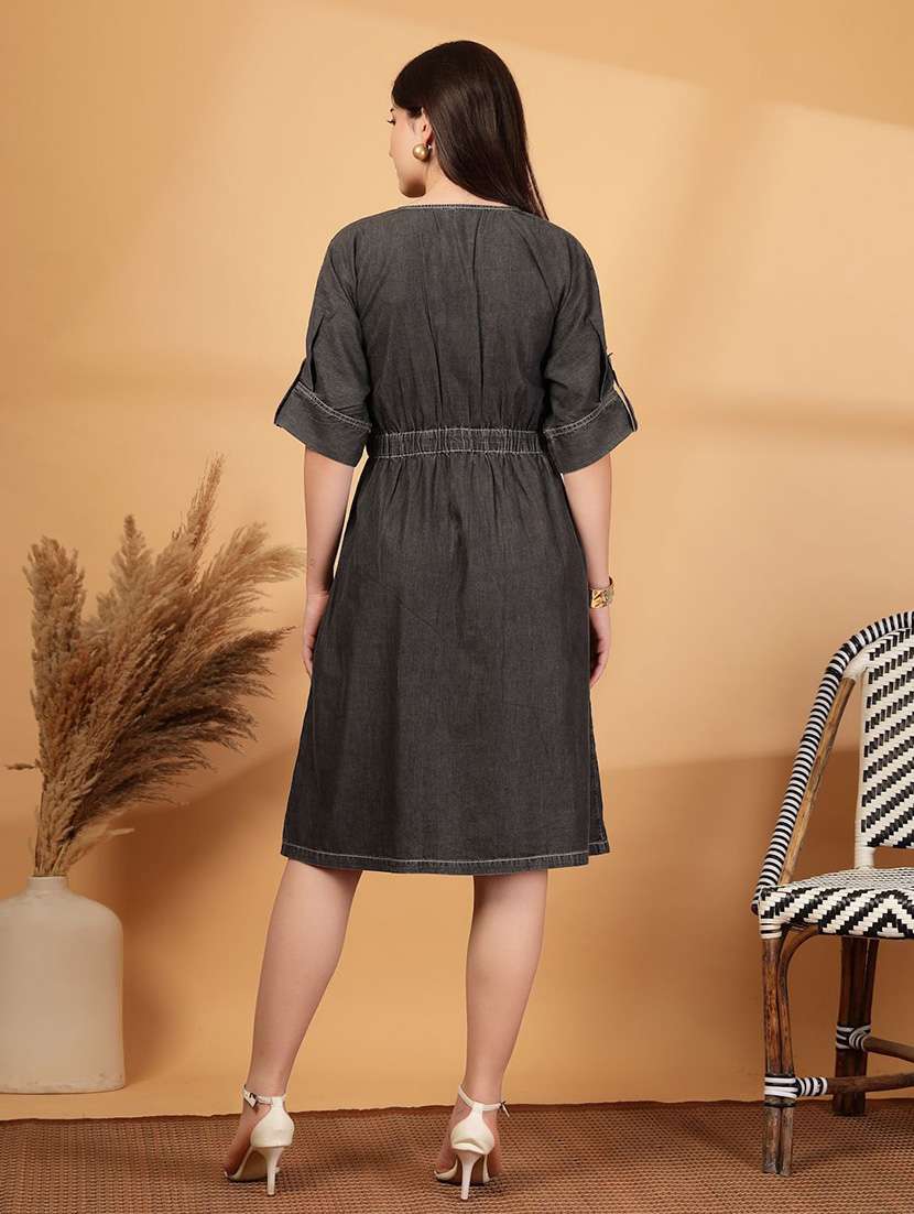 women grey denim shirt dress - 22466349 -  Standard Image - 4
