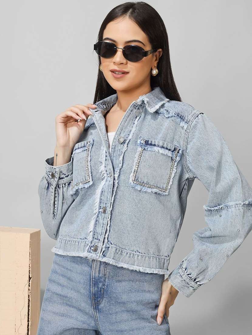 women blue denim denim jacket - 22466371 -  Standard Image - 1