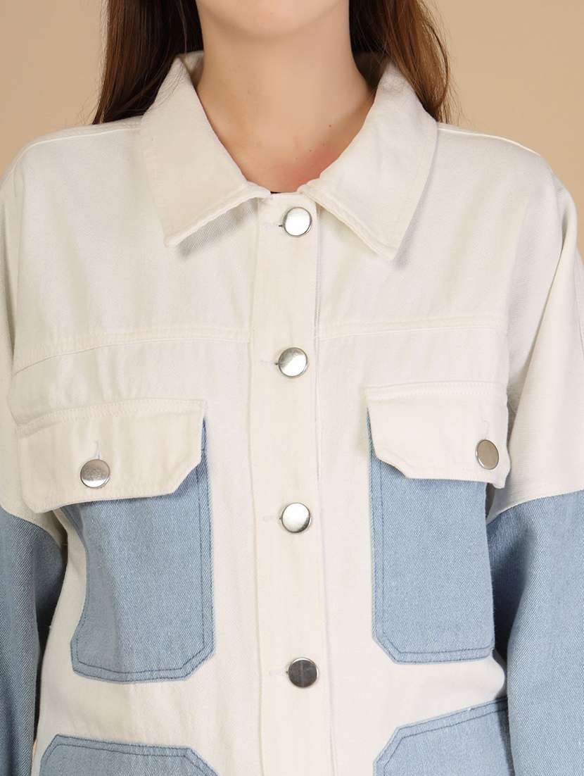 women off white denim denim jacket - 22466373 -  Standard Image - 1