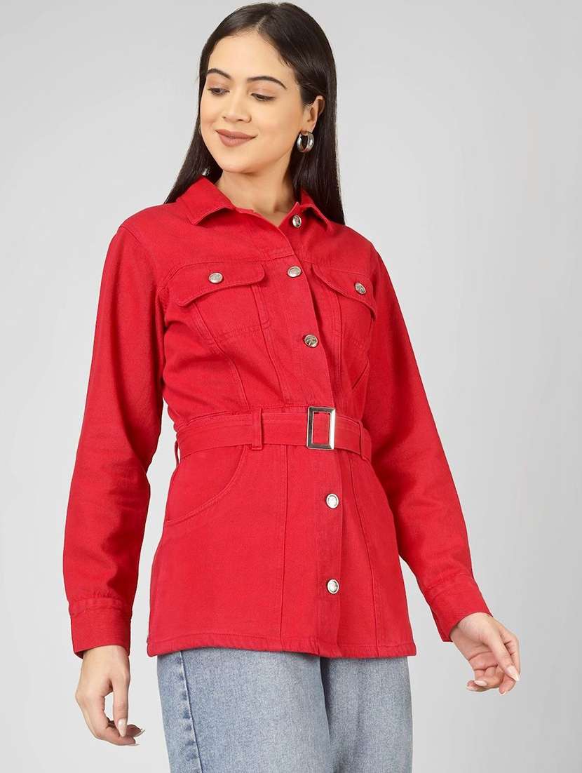 women red denim denim jacket - 22466376 -  Standard Image - 1