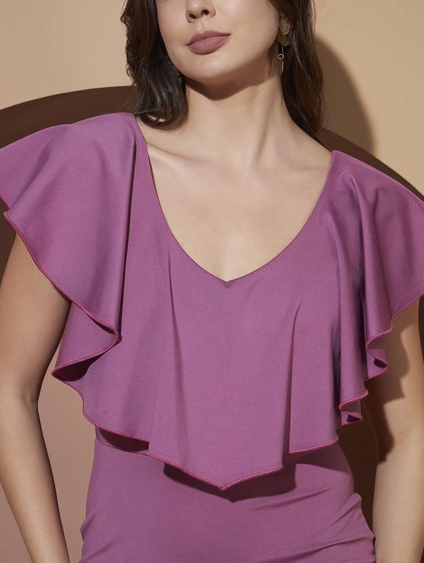 women purple lycra blend bodycon dress - 22466405 -  Standard Image - 1