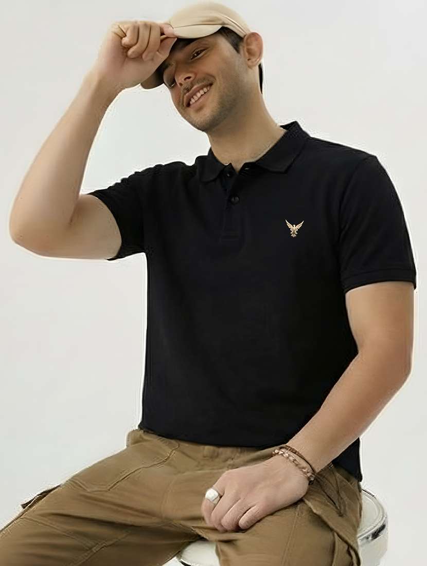 men solid short sleeve regular fit polo t-shirt