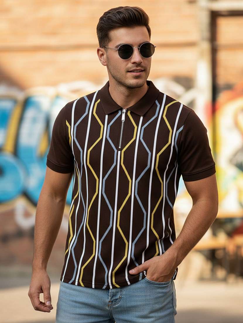 men printed short sleeve regular fit polo t-shirt