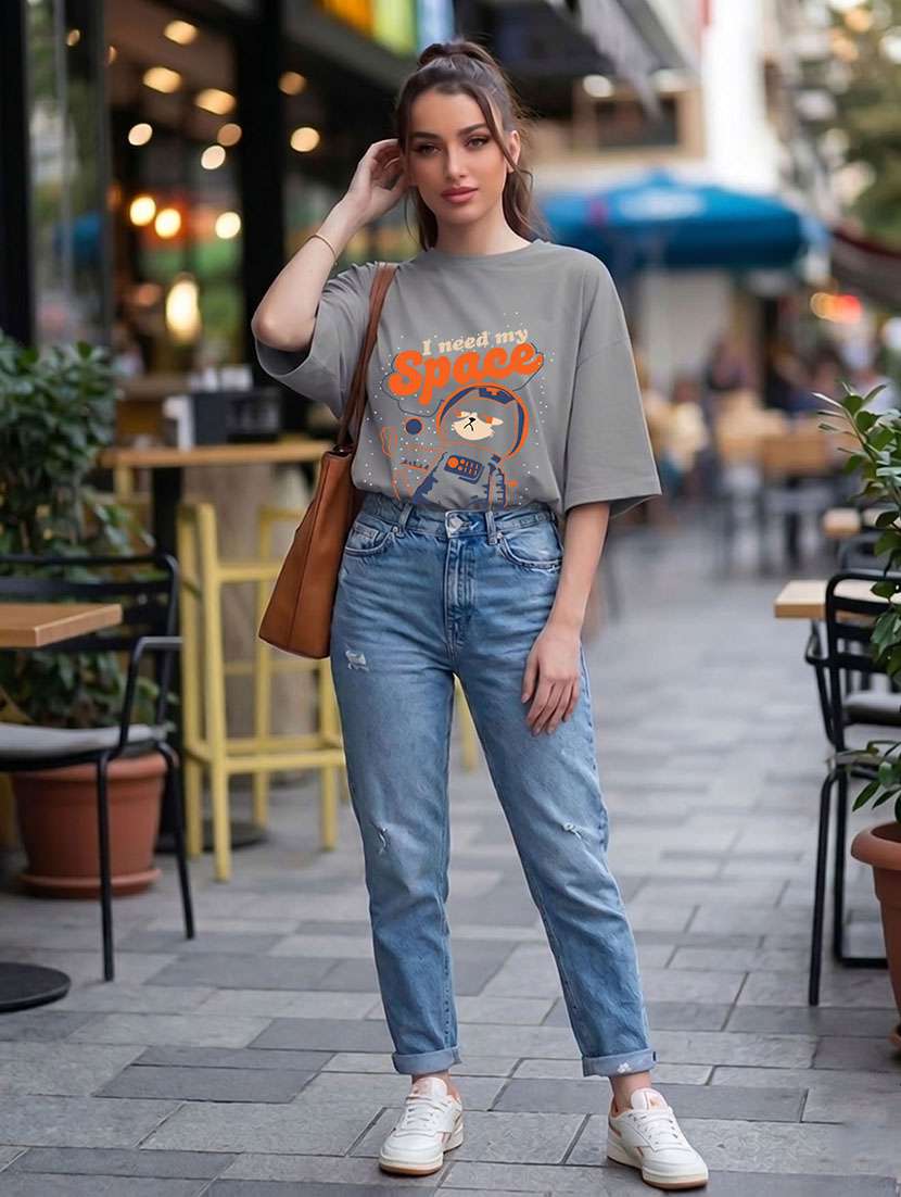 women printed short sleeve oversized t-shirt - 22466693 -  Standard Image - 4