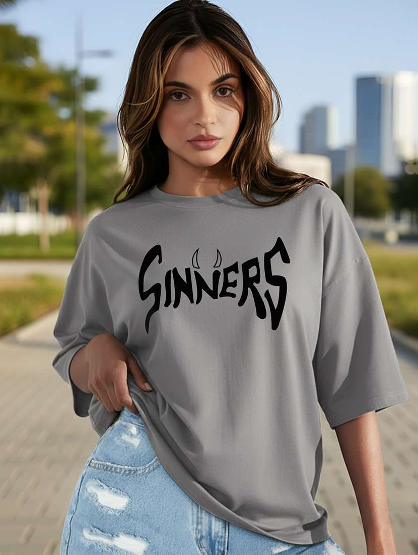 women printed short sleeve oversized t-shirt - 22466702 -  Standard Image - 1