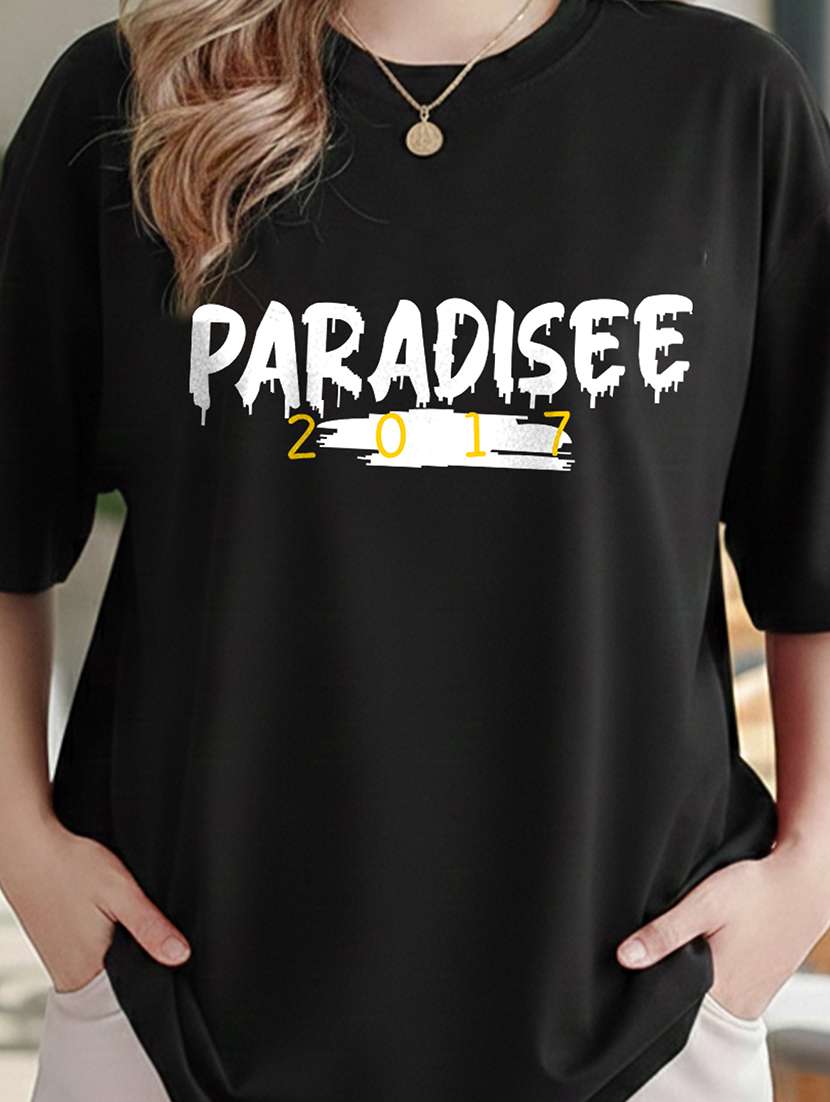 women typographic short sleeve oversized t-shirt - 22466705 -  Standard Image - 4