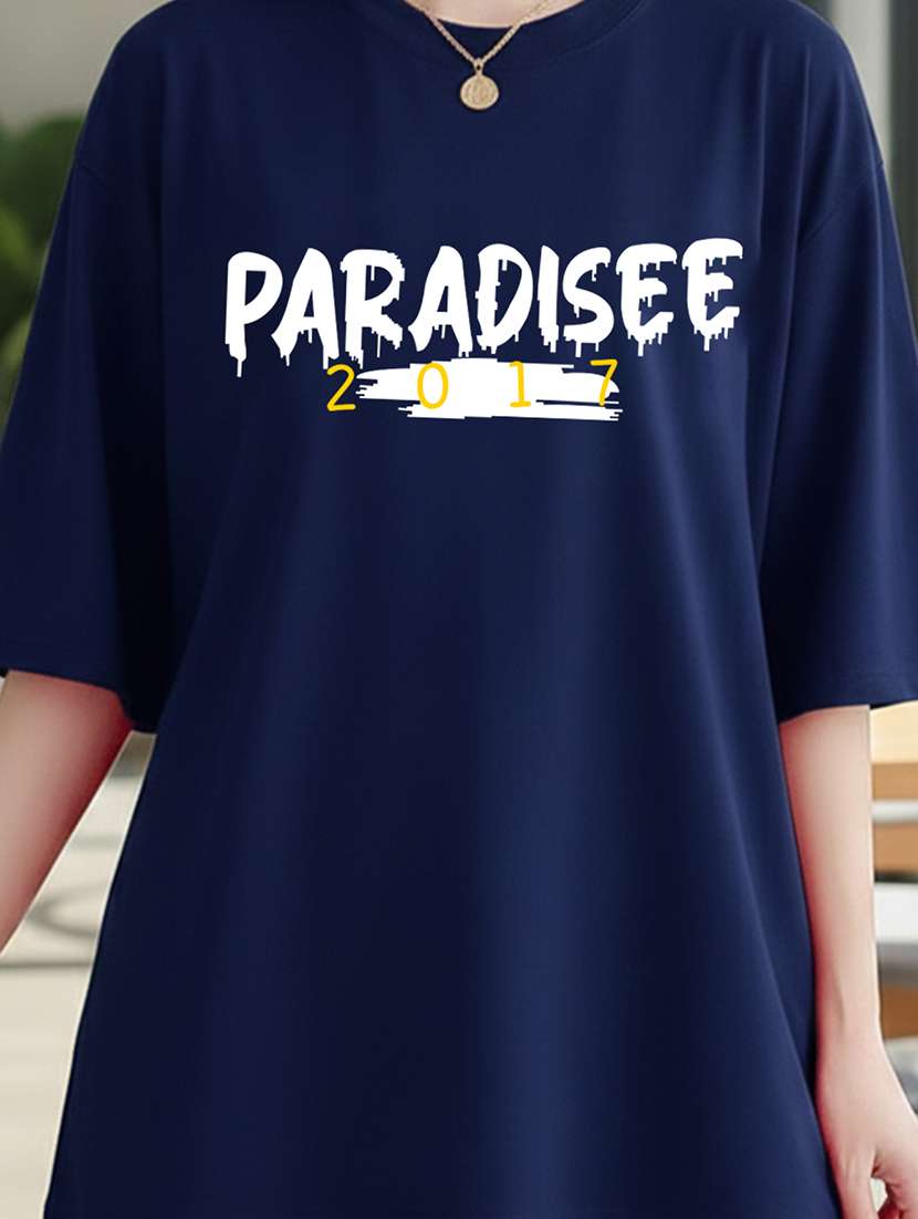 women typographic short sleeve oversized t-shirt - 22466708 -  Standard Image - 1