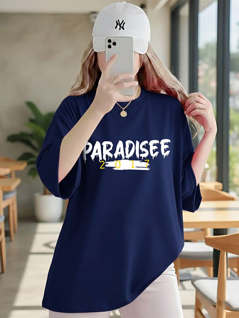 women typographic short sleeve oversized t-shirt - 22466708 -  Standard Image - 4