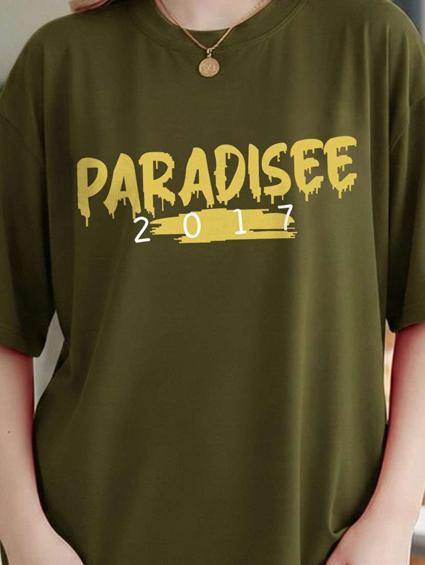 women typographic short sleeve oversized t-shirt - 22466709 -  Standard Image - 1