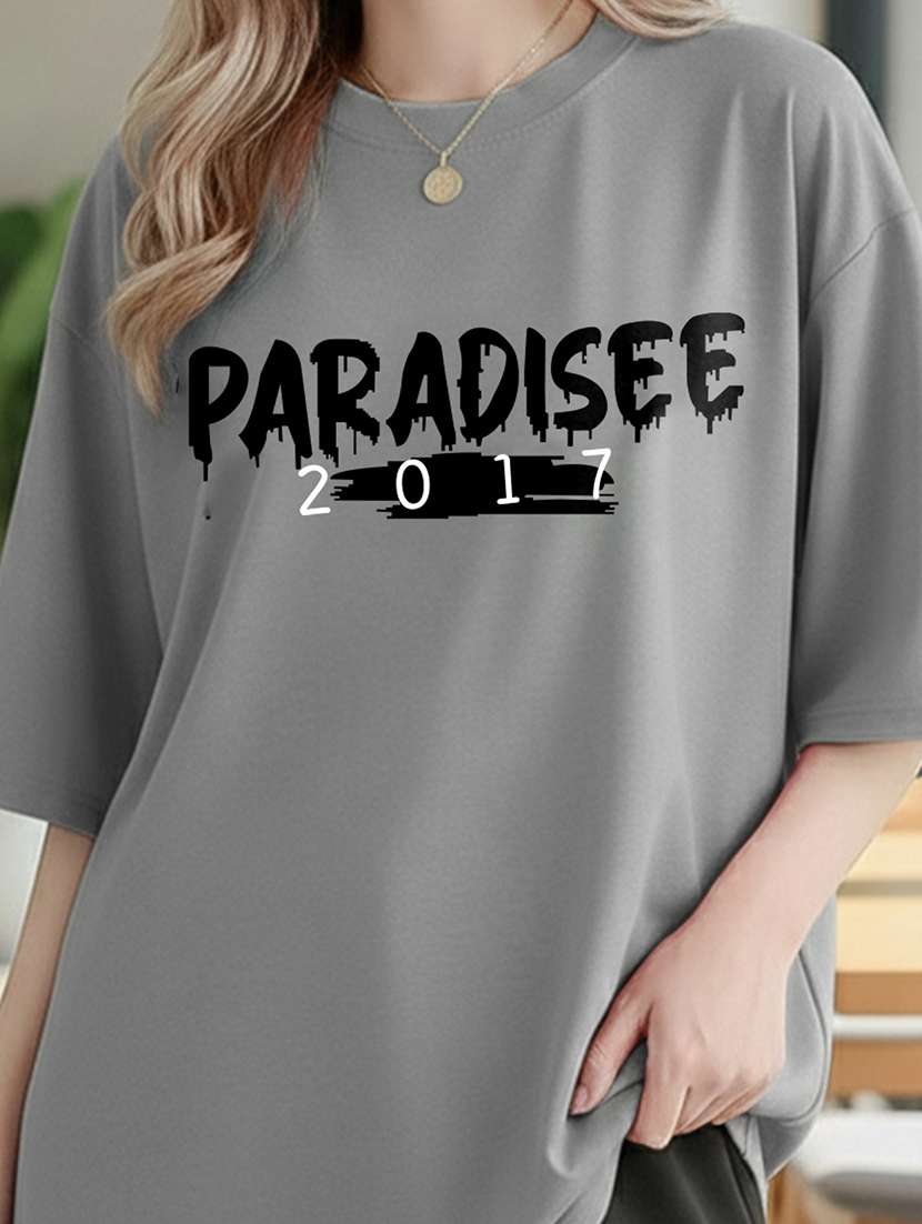 women typographic short sleeve oversized t-shirt - 22466711 -  Standard Image - 1