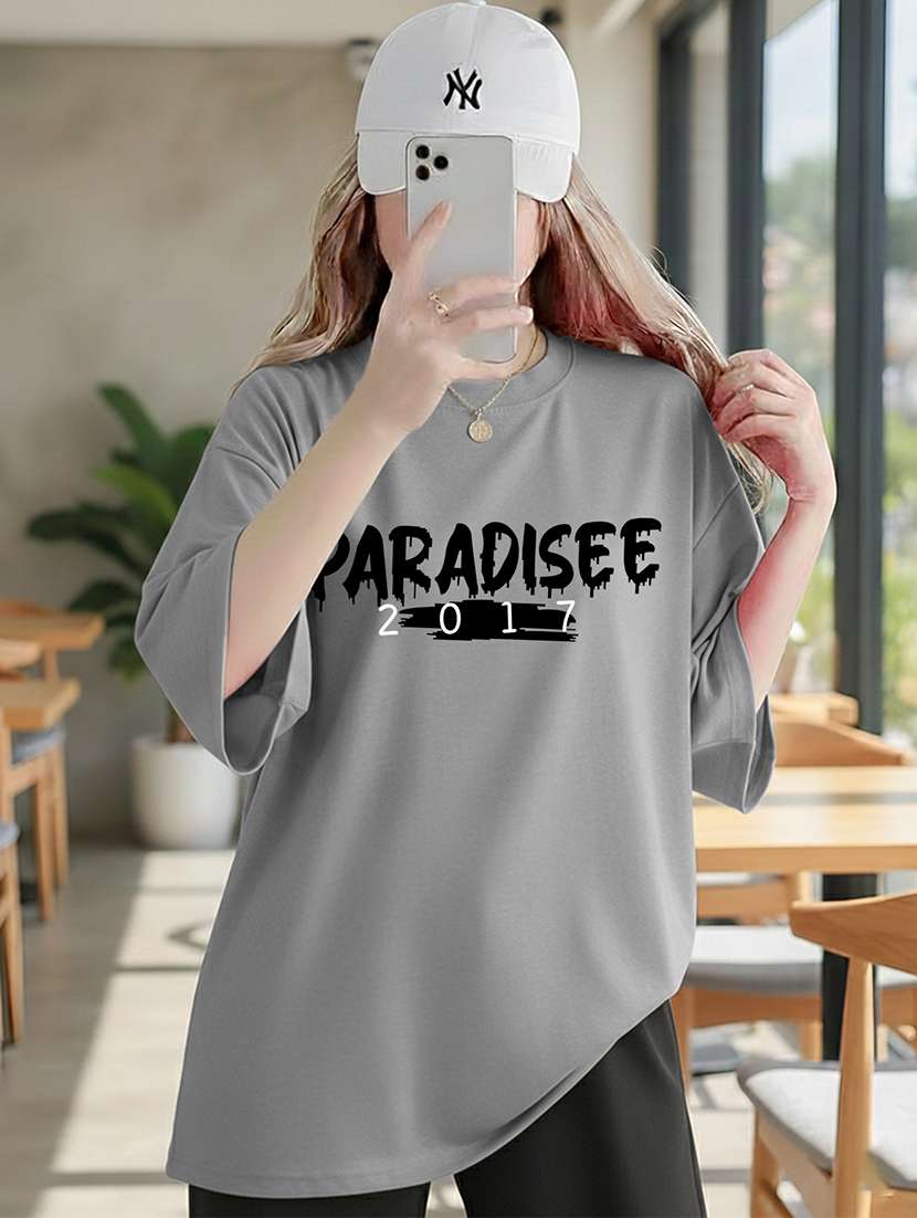 women typographic short sleeve oversized t-shirt - 22466711 -  Standard Image - 4