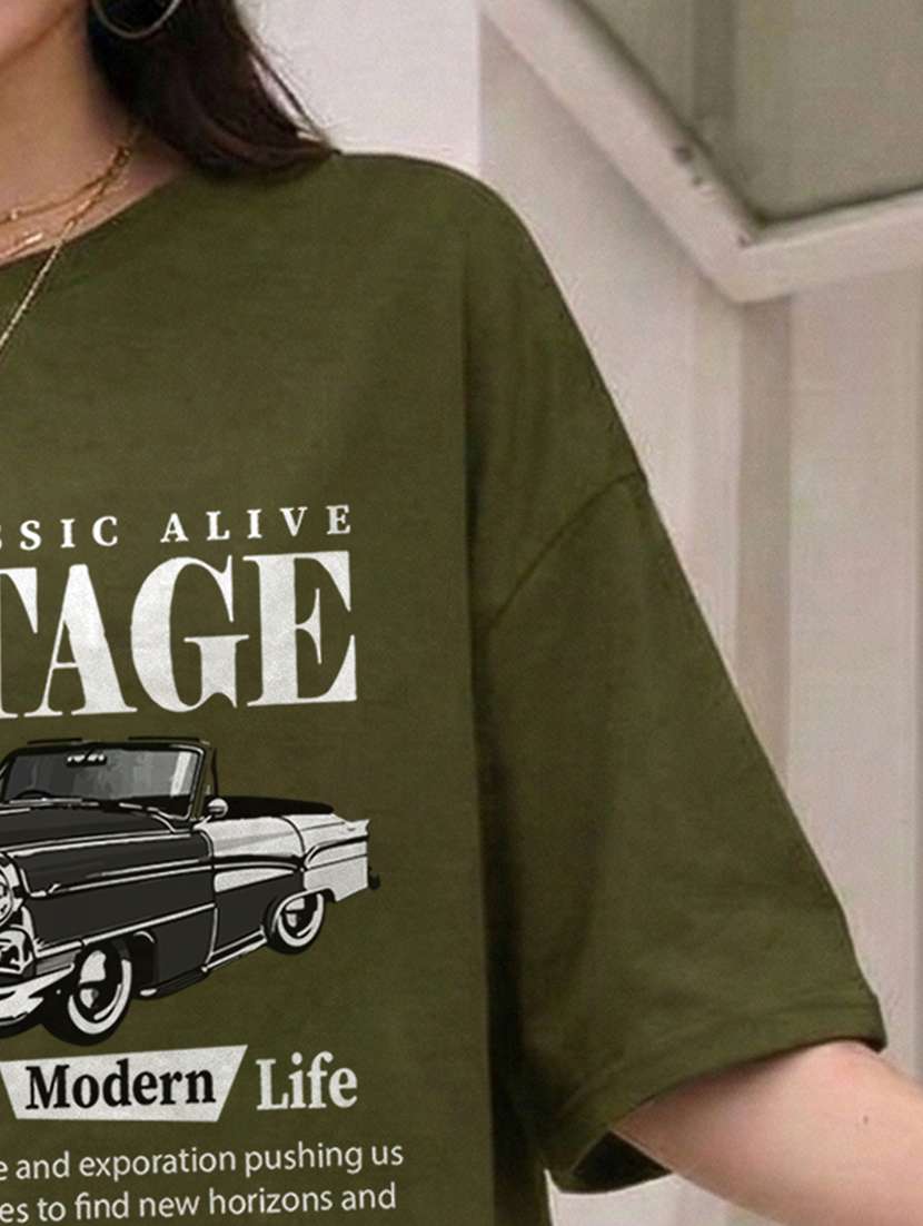 women printed short sleeve oversized t-shirt - 22466757 -  Standard Image - 4