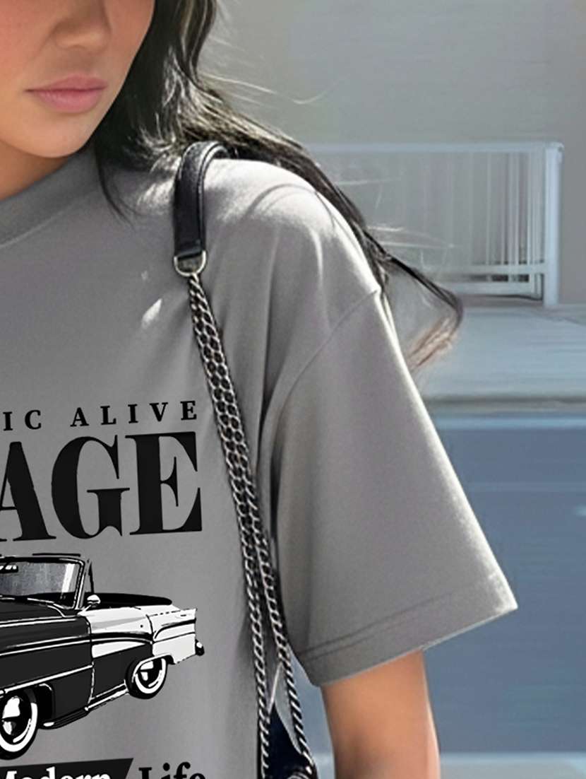 women printed short sleeve oversized t-shirt - 22466759 -  Standard Image - 4