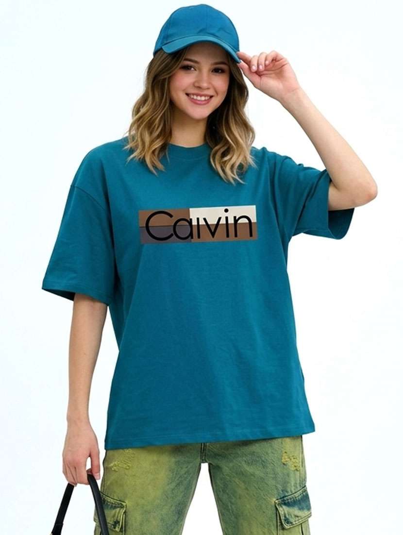 women typographic short sleeve oversized t-shirt - 22466779 -  Standard Image - 1