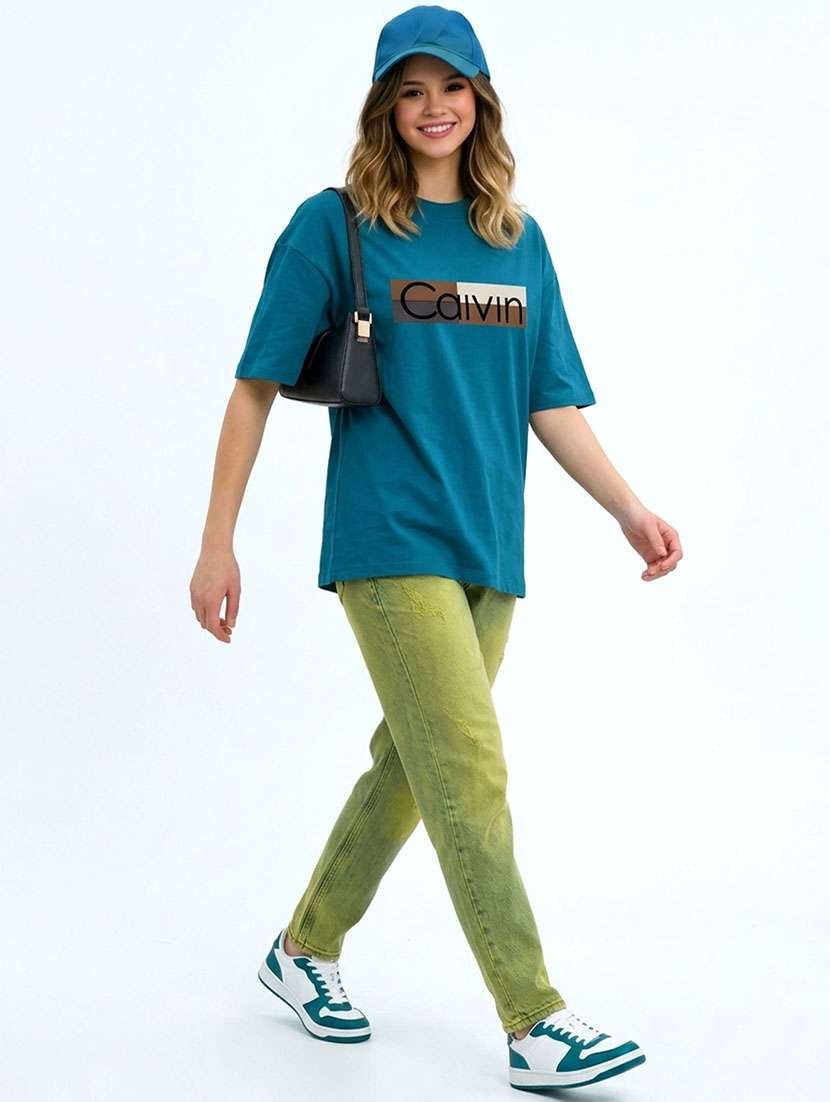 women typographic short sleeve oversized t-shirt - 22466779 -  Standard Image - 4