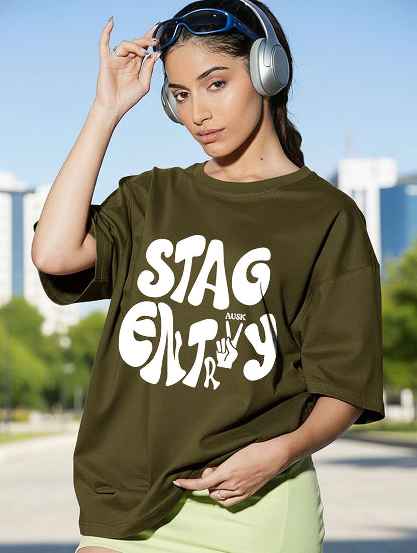 women typographic short sleeve oversized t-shirt - 22466789 -  Standard Image - 1