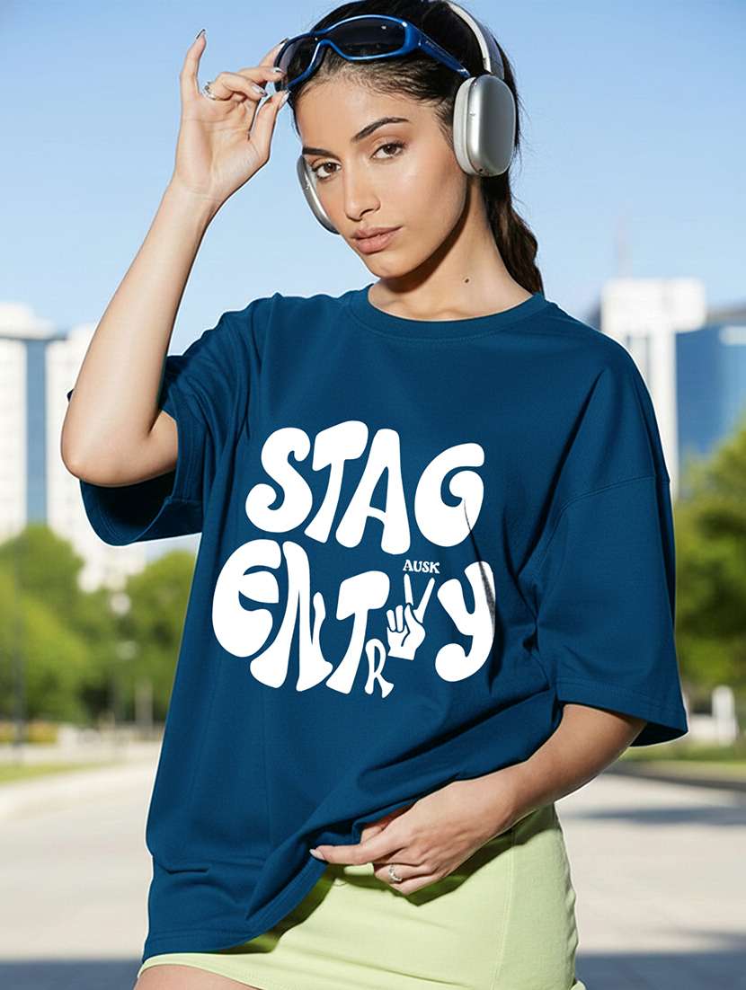 women typographic short sleeve oversized t-shirt - 22466793 -  Standard Image - 1