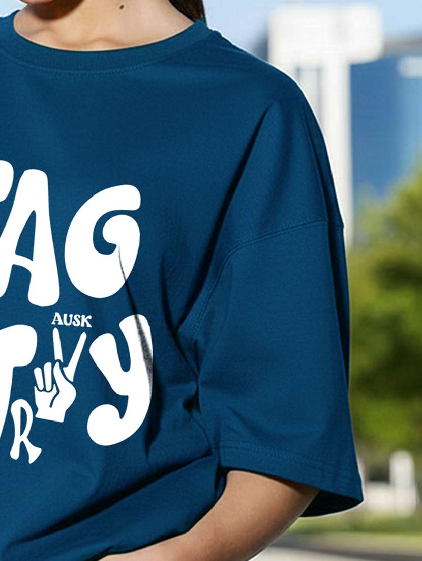 women typographic short sleeve oversized t-shirt - 22466793 -  Standard Image - 4