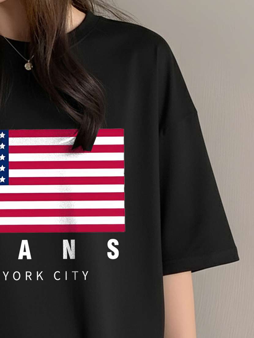 Women Printed Short Sleeve Oversized T-shirt - 22466803 -  Standard Image - 4