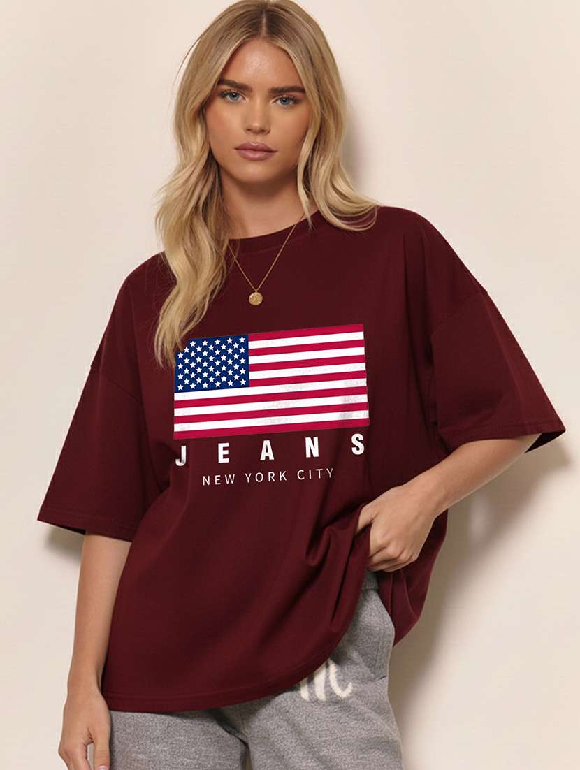 women printed short sleeve oversized t-shirt - 22466805 -  Standard Image - 1
