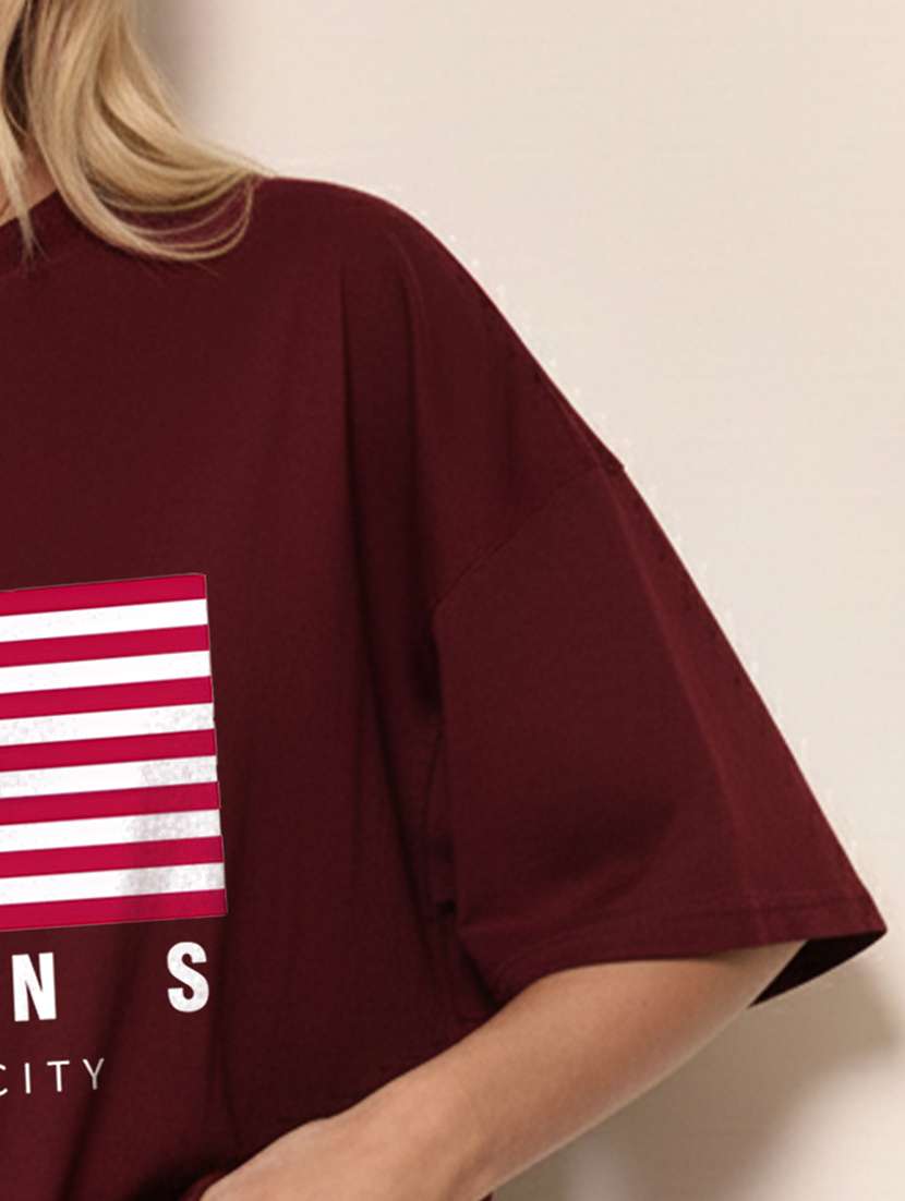 women printed short sleeve oversized t-shirt - 22466805 -  Standard Image - 4