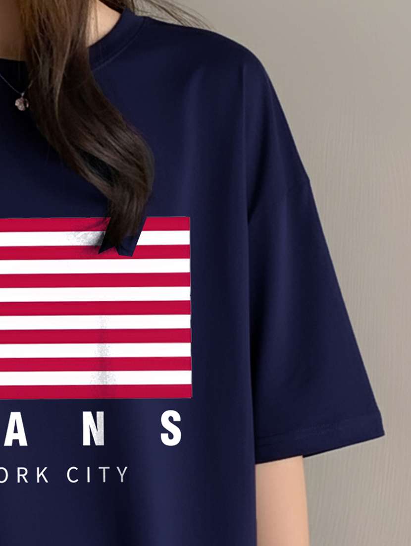 women printed short sleeve oversized t-shirt - 22466807 -  Standard Image - 4