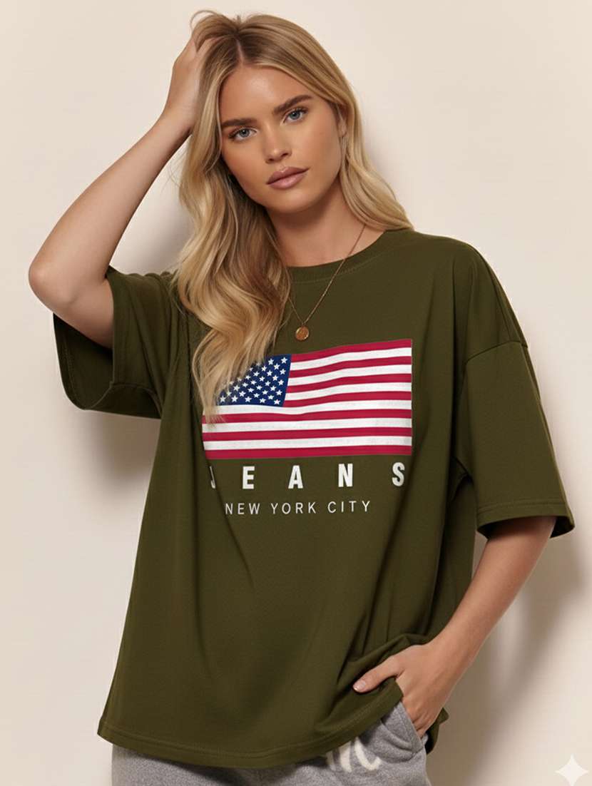 women printed short sleeve oversized t-shirt