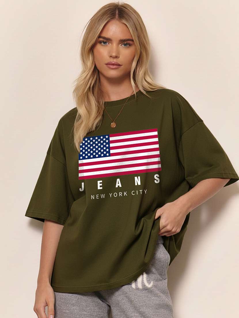 women printed short sleeve oversized t-shirt - 22466808 -  Standard Image - 1